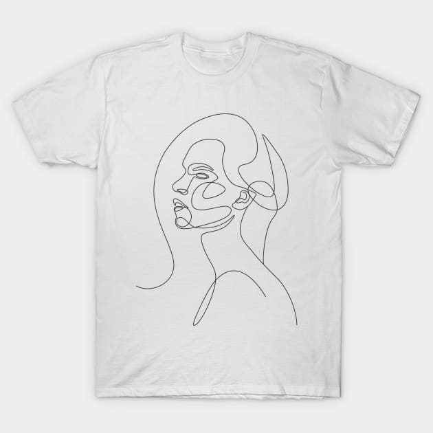 Line Face Art Drawing T-Shirt by ammjad10